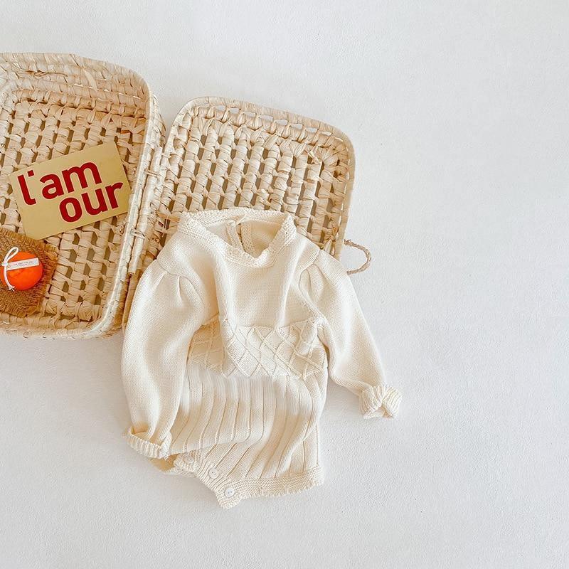 Crème Gebreide Baby Romper