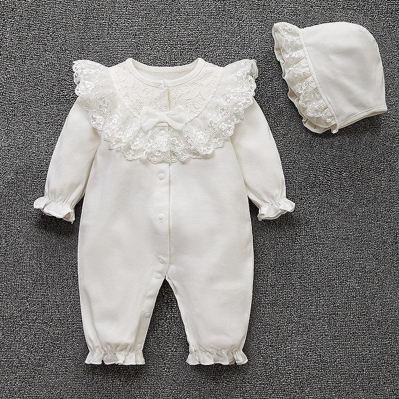 Rimpelige Kant Romper & Bonnet Set